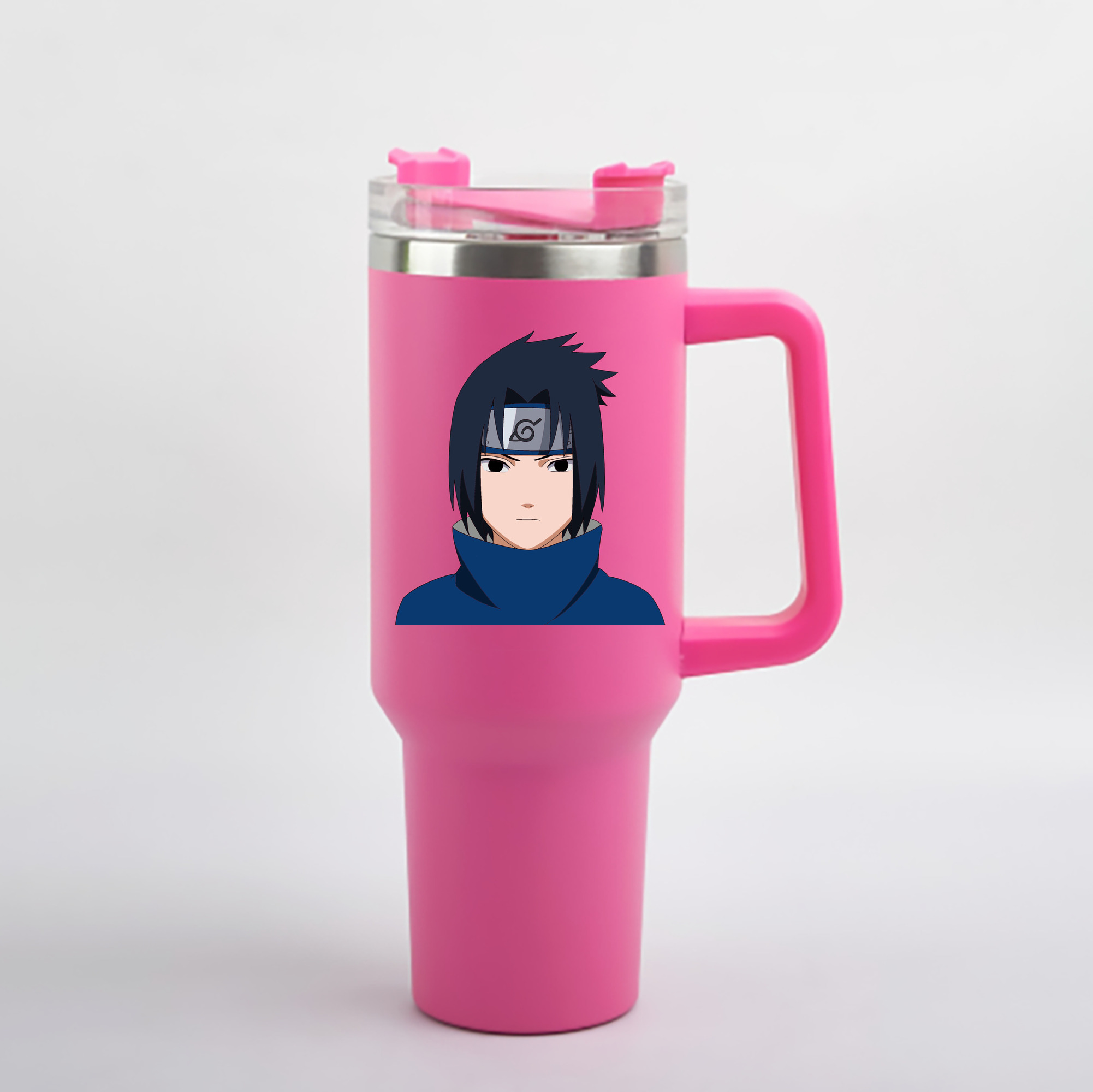 （画像用） NARUTO -ナルト- うちは サスケ Uchiha Sasuke 1200mL車用タンブラー - クリスタルステッカー（プラスチックストロー付き）